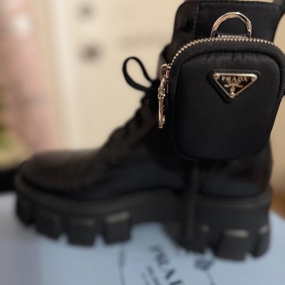 Prada Black Combat Boots with Pouch - Picture 4 of 4